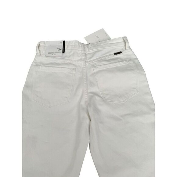 Kancan Cammie High Rise Straight Leg Jeans White Button Fly Frayed Hem 1/24 - Picture 10 of 13